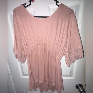 Pink Lace Sleeve Top